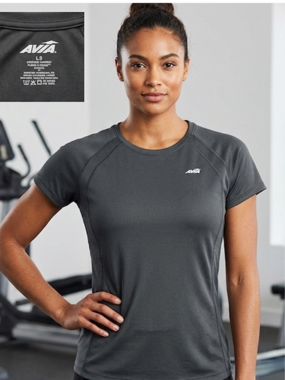 Avia Women's Short Sleeve Athletic Tee in Black